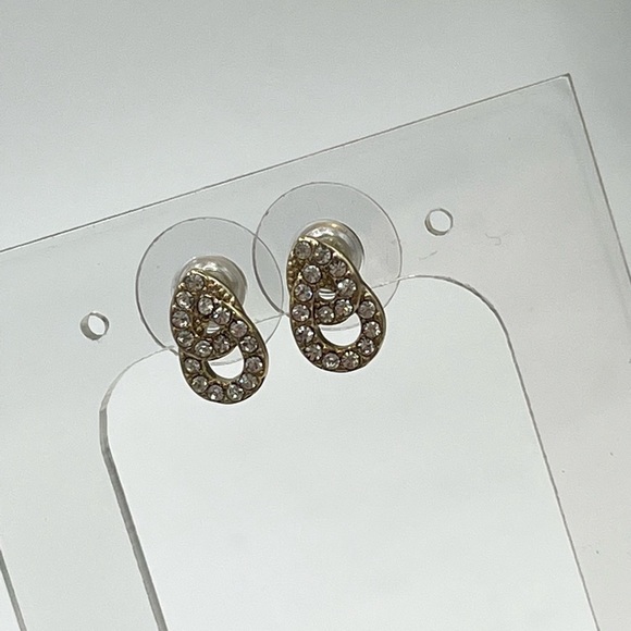 Givenchy Womens Gold Tone Crystal Small Stud Earrings New - Picture 1 of 15